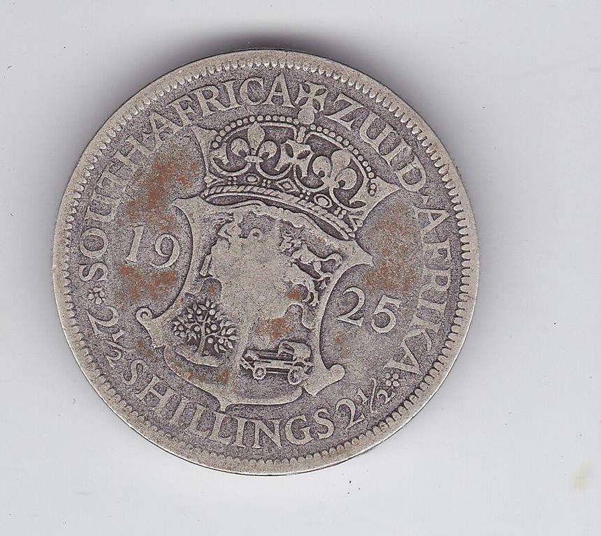 SOUTH AFRICA 2 1/2 SHILLINGS 1925 - F = R1000 VF = R4000