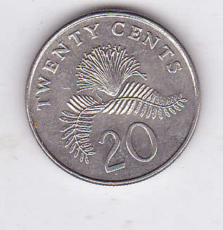 SINGAPORE 20 CENTS 1997 EF