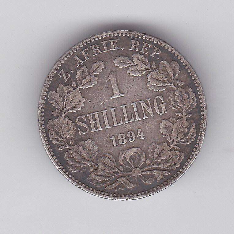 ZAR 1 SHILLING 1894 - F = R950 VF = 2400