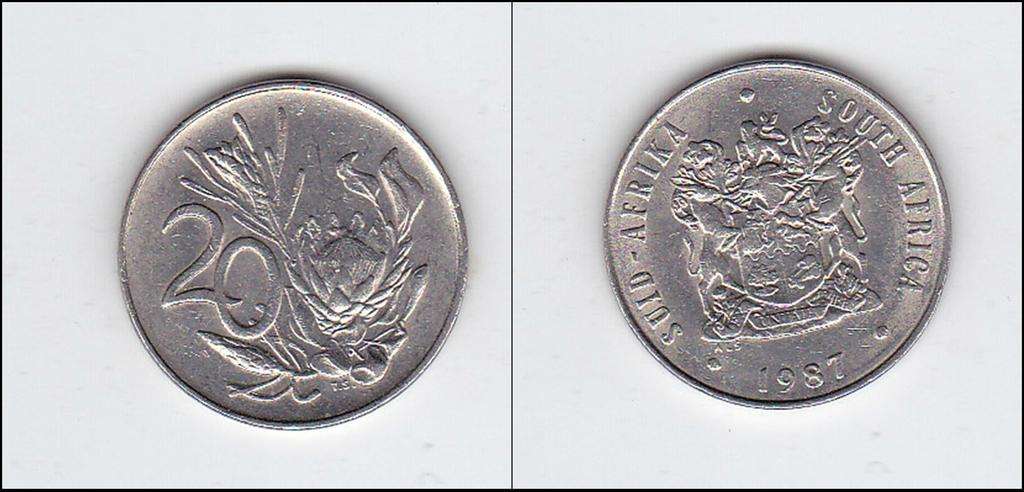 SOUTH AFRICA 20 CENTS 1987 HIGH GRADE