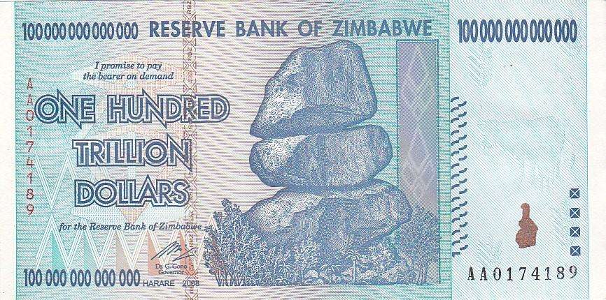 ZIMBABWE 100 TRILLION DOLLARS 2008 HIGH GRADE