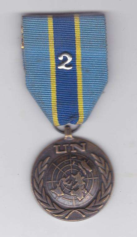 UNITED NATIONS MEDAL 2 TOURS OF DUTY WITH RIBBON