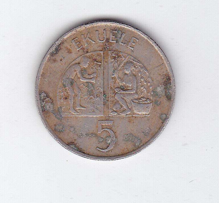 REPUBLIC EQUATORIAL GUINEA 5 EKUELE 1975