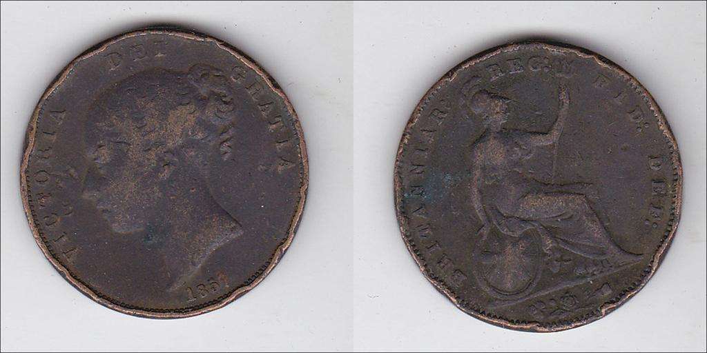 GREAT BRITAIN PENNY VICTORIA 1857 F=$7