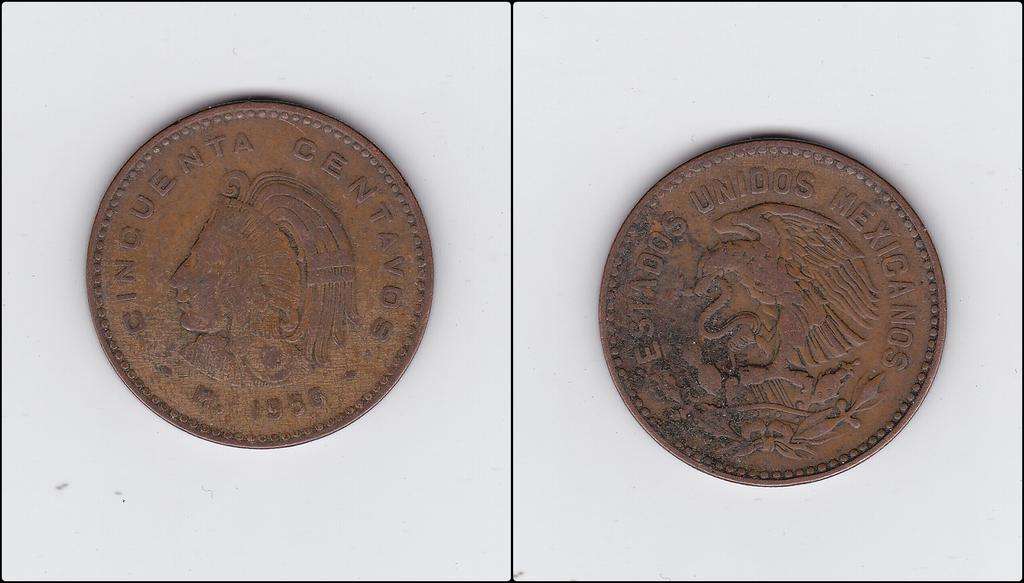 MEXICO CINCUENTA CENTAVOS 1955