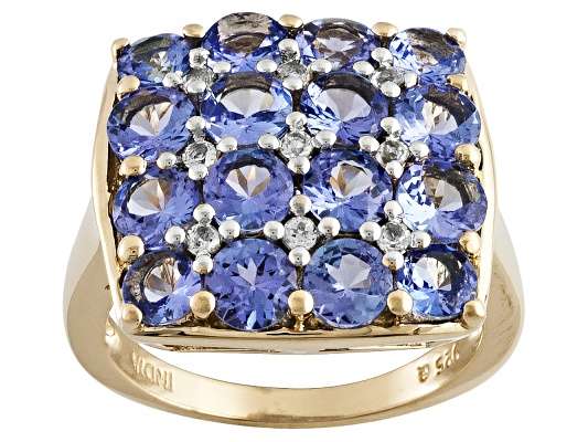 3.88ctw Genuine Tanzanite with 18k Yellow gold ring