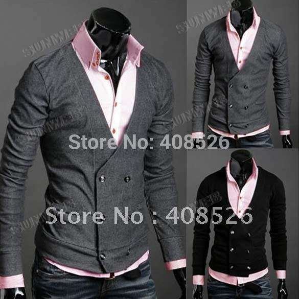 Men's Knitwear Cardigan Fake Pocket Design Slim Casual Sweater Coat S M L XL