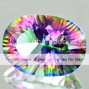 Concave Cut  6.19Cts.** Flawless***Oval Natural Rainbow Mystic Quartz - Exact Photos!