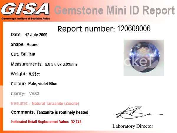 VVS2 CERTIFIED 0.91Cts. Light Violet Blue Tanzanite Round - SEE ALL OUR ITEMS!