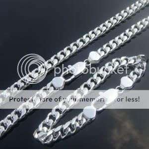 ASTOUNDING!!!! Men's 925 silver 10mm wide Curb Chain Necklace & Bracelet set