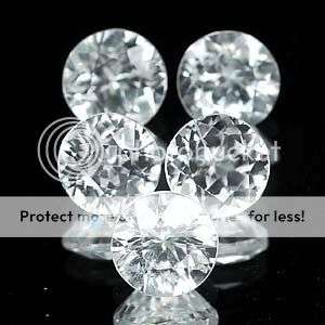 AAA 3.84 Ct.**5 Pcs** Round Diamond Cut Natural White Zircon LOT! - 100% Money Back Guarantee!