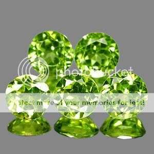 AAA**4.88Cts.** 5 Pcs** Glowing Natural Green Peridot LOT! - Winner receives all 5 stones.