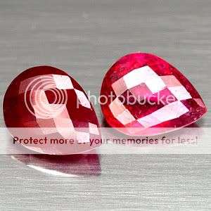 4.47 Ct.*(2pcs) Pair Pear Checkerboard Cut Reddish Pink Ruby Gemstones  - SEE ALL MY ITEMS
