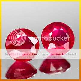 MATCHING PAIR**2.23Cts.**(2pcs)** 6.00MM. ROUND TOP BLOOD RED RUBIES - SEE ALL MY ITEMS