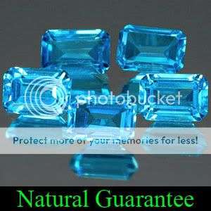 3.49 Ct.**5 Pcs.** Octagon Emerald Cut Natural Swiss Blue Topaz LOT! - SEE ALL MY NEW ITEMS