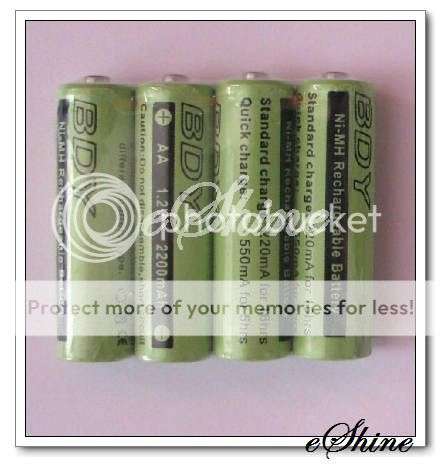 AA X 4 Batteries 2200mAh 1.2V Ni-Mh Rechargeable Battery