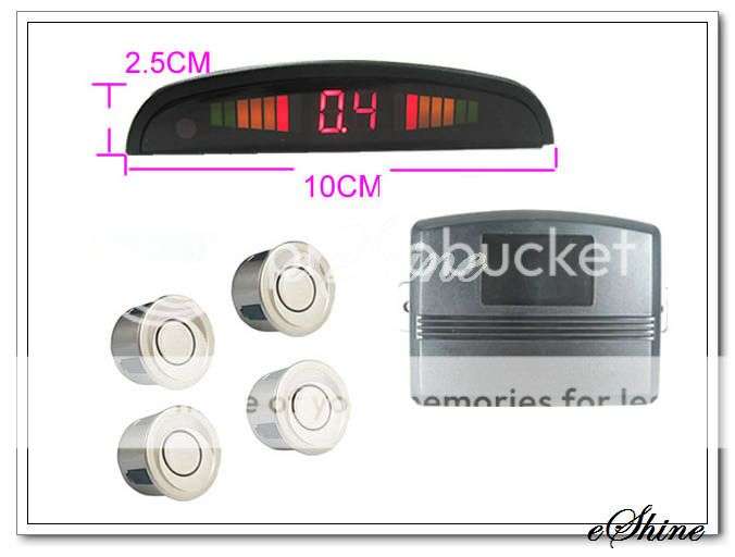 Car Parking 4 Sensors LED Display Reverse Radar Silver