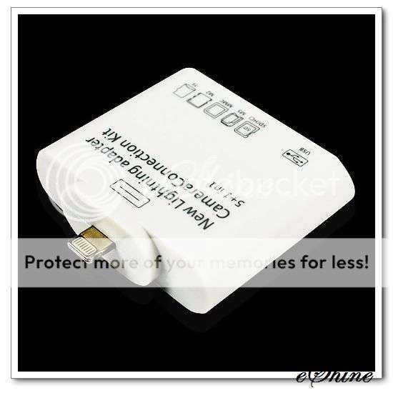 5 in 1 Lighting 8pin SD Card Reader Camera Connection Kit USB Adapter for iPad 4 iPad mini