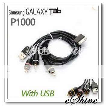 TV Out Composite Video Audio Tablet AV + USB Cable For Samsung Galaxy Tab P1000
