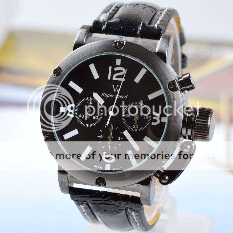 V6 Elegant Quartz Analog Fashion Mens Sport Large Numbers Wrist watch