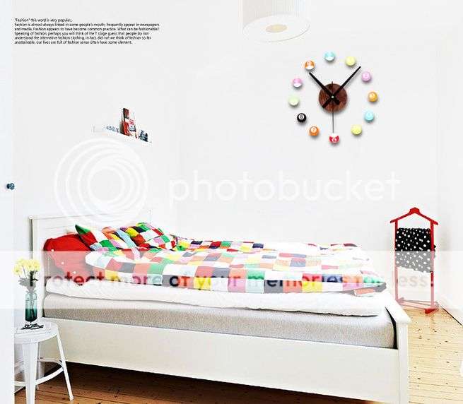 **HOT** Modern DIY Wall Clock pool ball Surface 3D Sticker Decor For Room or Home