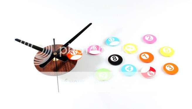 **HOT** Modern DIY Wall Clock pool ball Surface 3D Sticker Decor For Room or Home