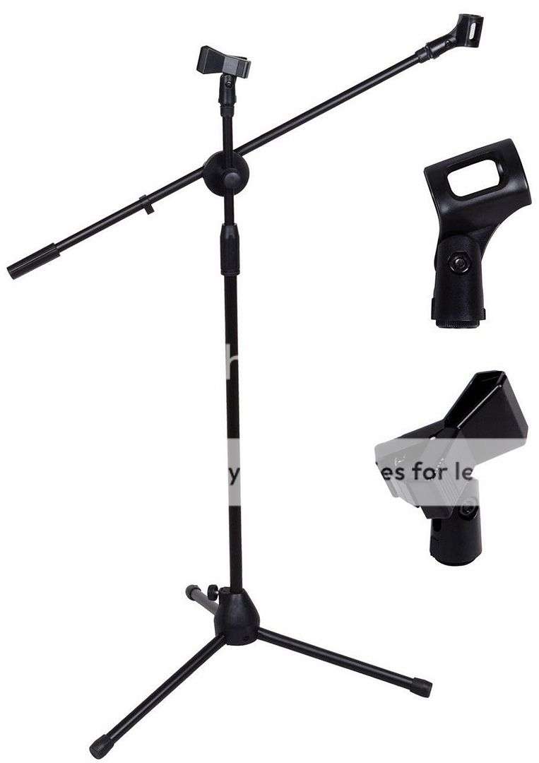 *LOCAL STOCK* Dual Mic Clip Microphone Stand 360-degree Rotating Folding Type Boom Arm Tripod