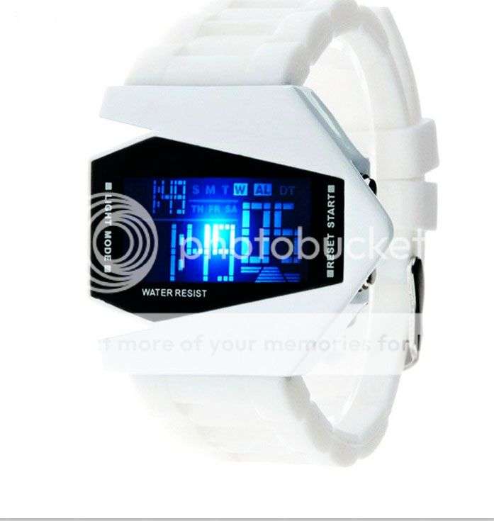 NEW: White Fashion Airplane Aivator LED Light Sport Wrist Watch