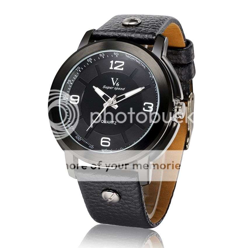 *LOCAL STOCK* Elegance Quartz Analog Fashion Mens leather Strap V6 Sport Wrist watch
