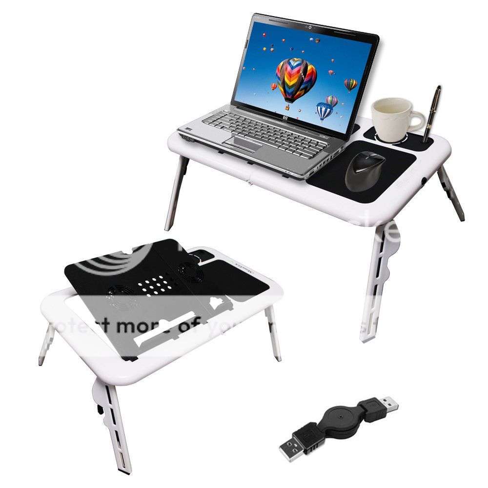 *LOCAL STOCK* New Adjustable Portable Laptop USB Folding Table W/ 2 Cooling Fan + Mouse Pad