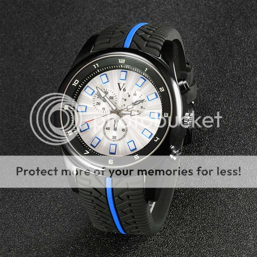 *LOCAL STOCK* Fashion Sport V6 Watch Men Leisure Fashion Tyre Style Watch Senior Strap