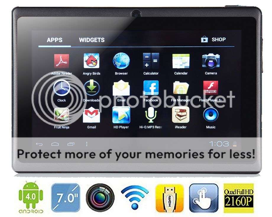 Amazing Tablet - 7 Inch Android 4.0 - 512MB RAM - 4GB built-in memor~Color BLACK