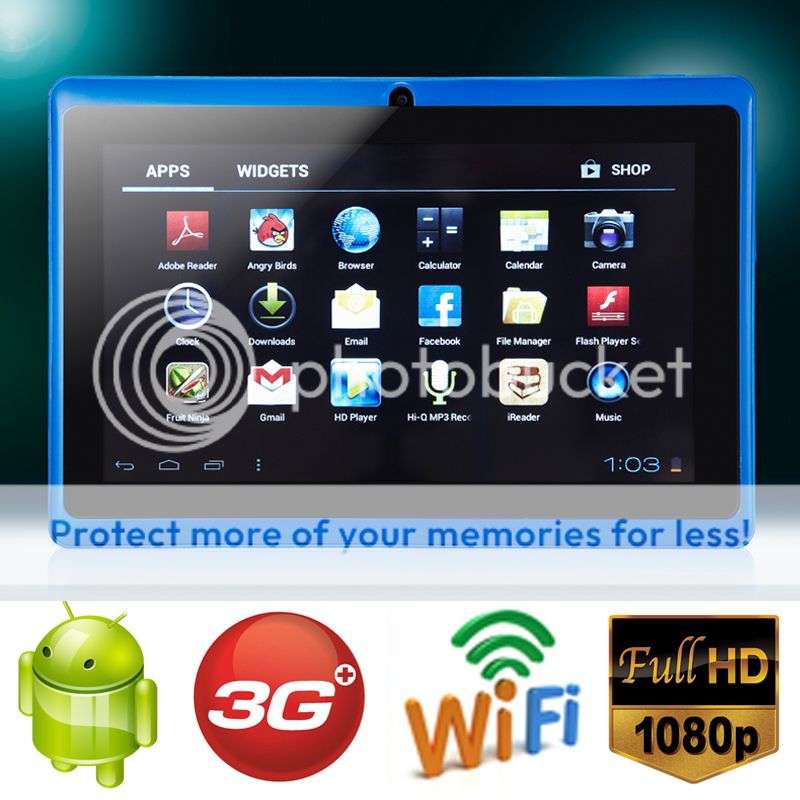 Weekend Special *LOCAL STOCK*BLUE* 7 Inch Android 4.0 Tablet PC-3G-WIFI-Capacitive-24Hr Delivery