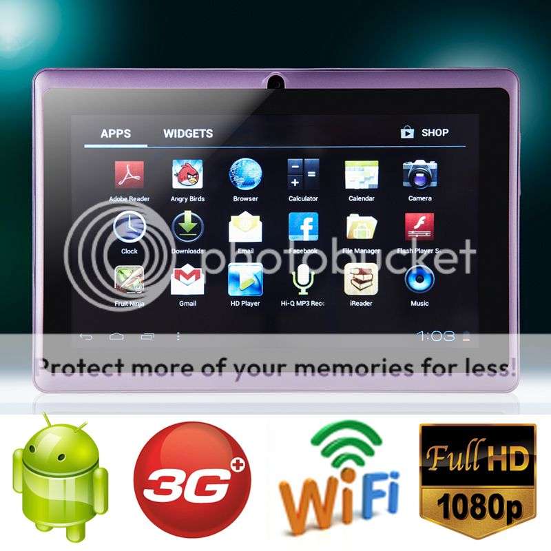 *LOCAL STOCK*PURPLE* 7 Inch Android 4.0 Tablet PC-3G-WIFI-Capacitive-24Hr Delivery