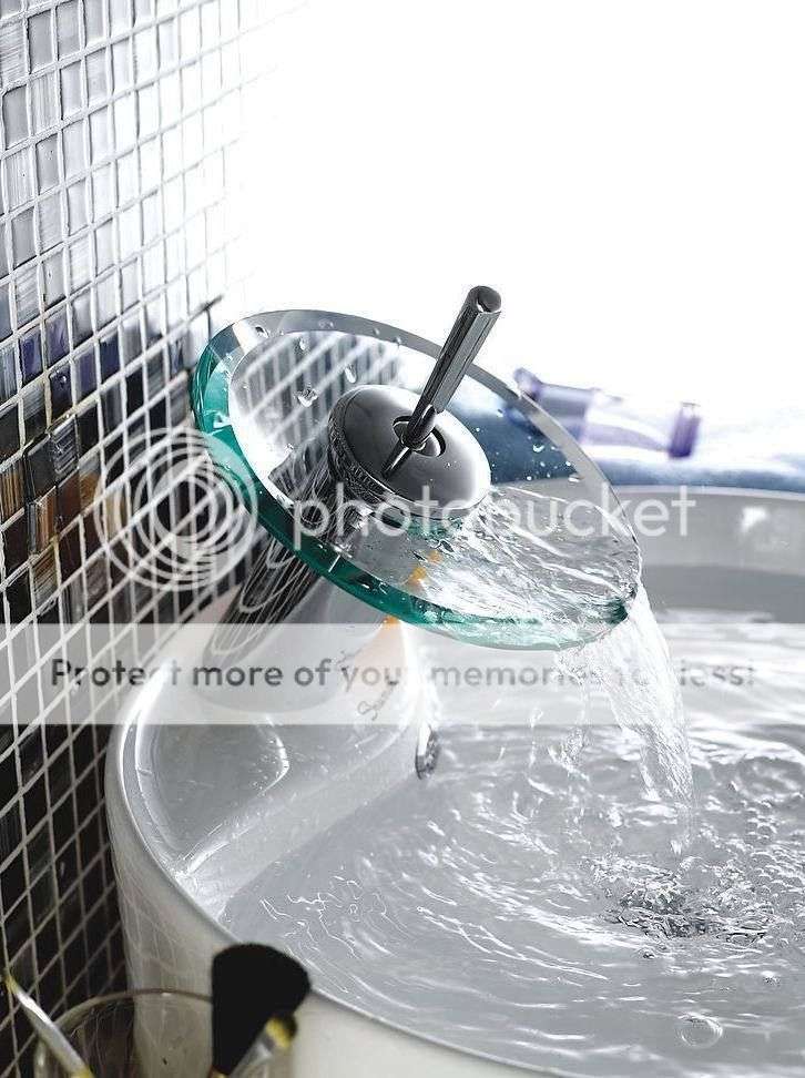Stunning Bathroom Vessel - Glass Waterfall Tub Vanity Sink Faucet Tap