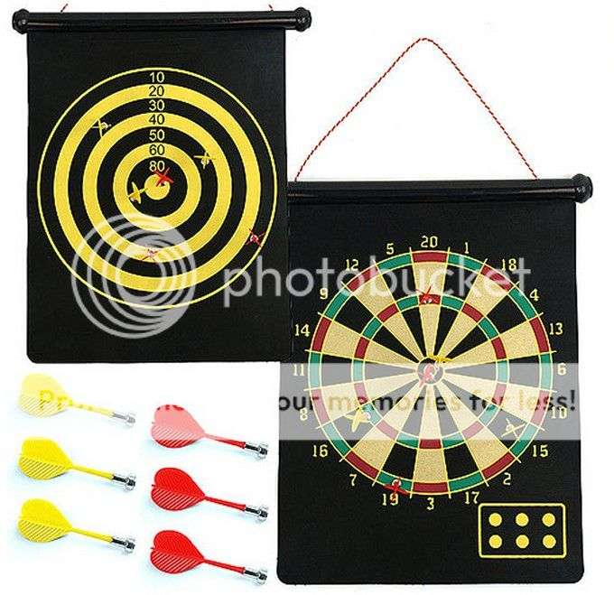 *LOCAL STOCK* Two-Sided Magnetic Dartboard Set Bullseye Target 15" Diameter with 6 Darts
