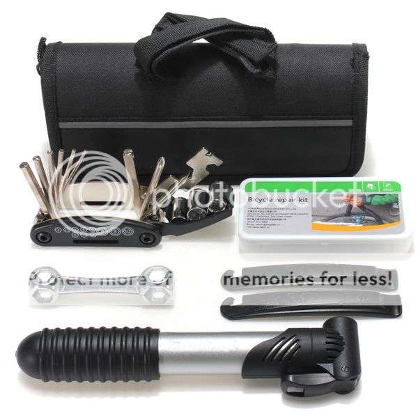 -LOCAL STOCK- Bike Bicycle Cycling Tool Tire Tyre Multi Repair Kits Bag with Pouch Pump