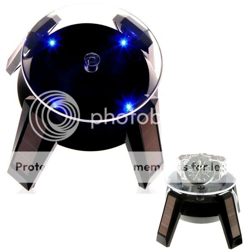 *LOCAL STOCK* Solar Powered 360 Turntable Rotating jewelry watch phone Display Stand /w LED light