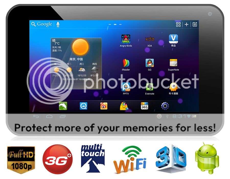 Dual Camera *BLACK* - 7 Inch ANDROID 4.2 - 512MB RAM - 4GB built-in memory- 3G - WIFI - Bluetooth