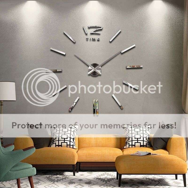 *LOCAL STOCK* Large 3D Home Living Room Decor DIY Wall Clock Time Modern Gift Mirror Design