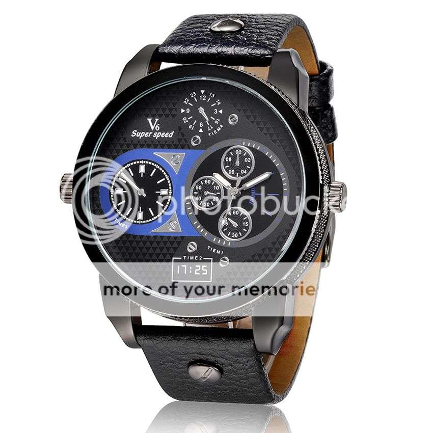 *LOCAL STOCK* Elegance Quartz Analog Fashion Mens leather Strap V6 Sport Wrist watch
