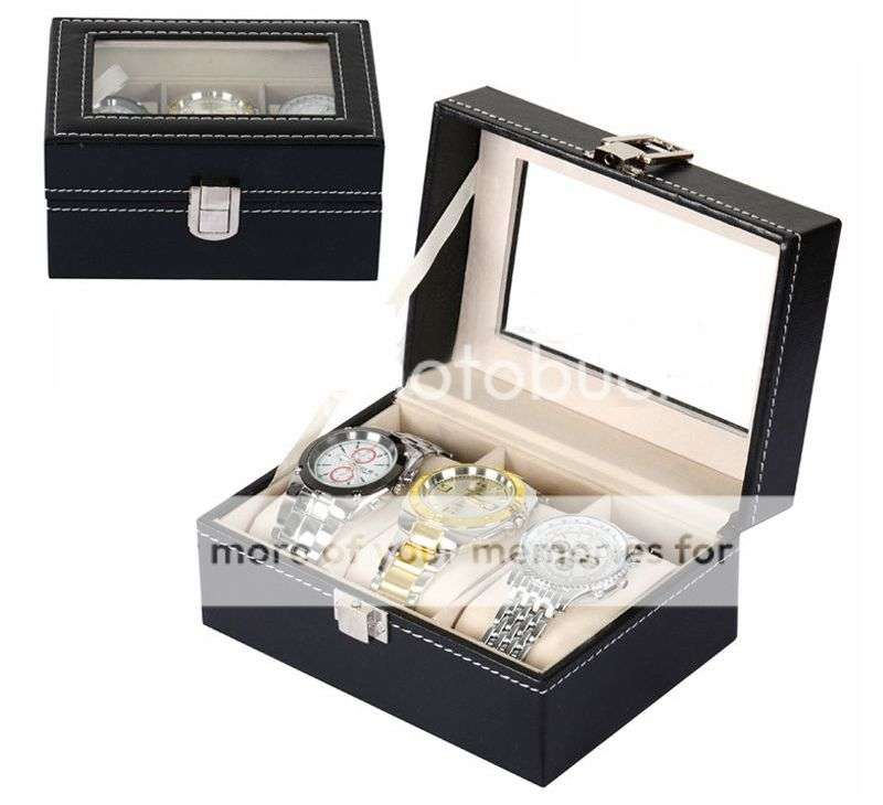 *LOCAL STOCK* 3 Grid PU Leather Watch Display Collection Case Box Jewelry Storage Organizer