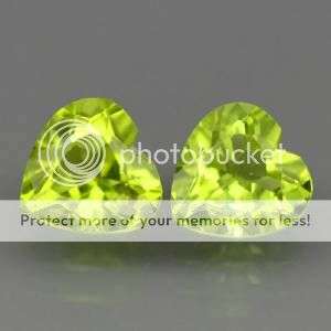 2.14ct- Dazzling NATURAL Green PERIDOT Pair Heart