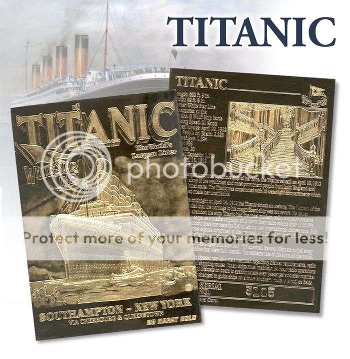 1912 TITANIC *Worlds Largest Ship* 23 Karat GOLD Card