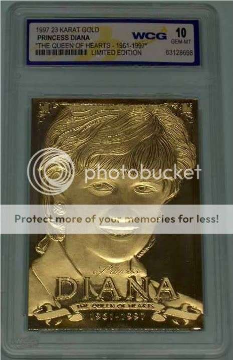 PRINCESS DIANA 23KT GOLD QUEEN OF HEARTS GRADED CARD