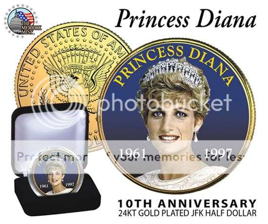 PRINCESS DIANA 24KT GOLD JFK HALF DOLLAR NEW IN BOX