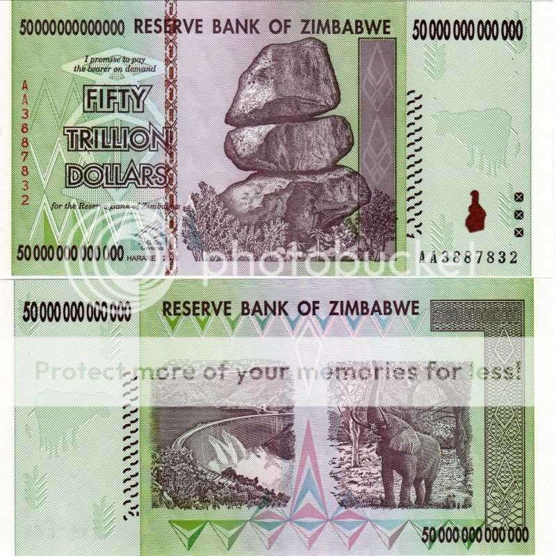 Zimbabwe Fifty Trillion Dollars note   *** UNC ***