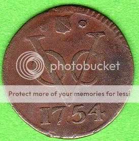 NETHERLANDS EAST INDIES-UTRECHT 1 DUIT 1754                             SUN405