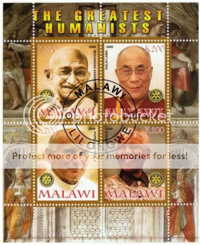M.Gandhi,D.Lama,Pope J.Paul II,N.Mandela