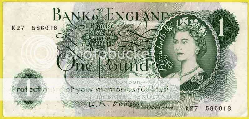Bank of England 1 Pound note              K27 586018